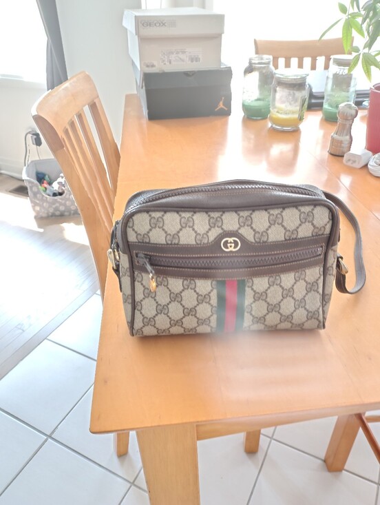 Gucci Handbags - Vintage Gucci Parfums GG Monogram Crossbody Bag with Red and Green Web